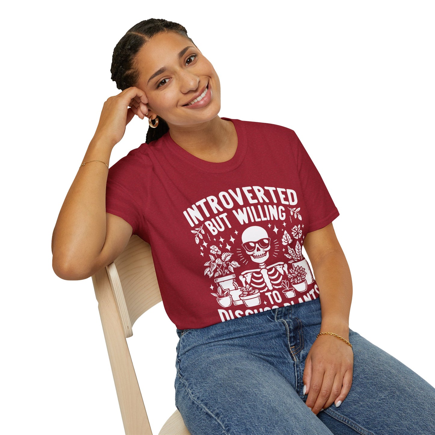 Introverted But Willing to Discuss Plants T-Shirt | Skeleton Plant Lover Tee