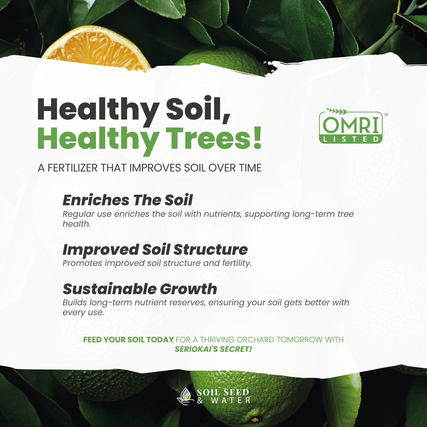 Seriokai's Secret Blend for Avocado and Citrus Trees Concentrated Organic Soil Amendment Fertilizer