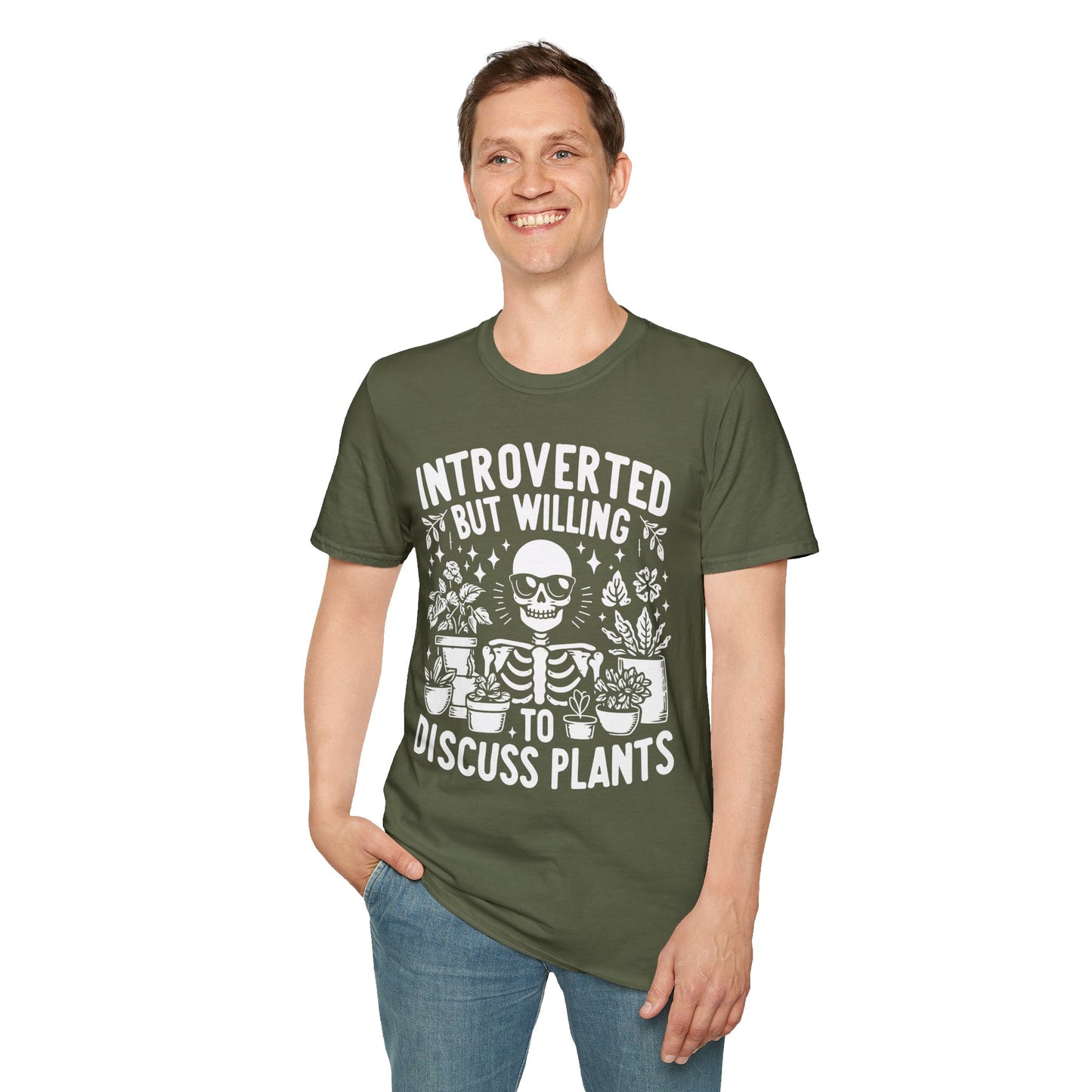 Introverted But Willing to Discuss Plants T-Shirt | Skeleton Plant Lover Tee