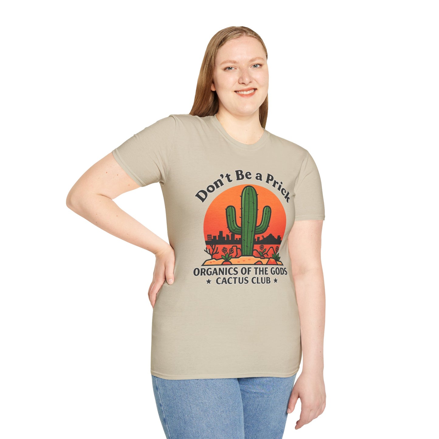 Don't Be a Prick Cactus T-Shirt | Retro Desert Sunset Graphic