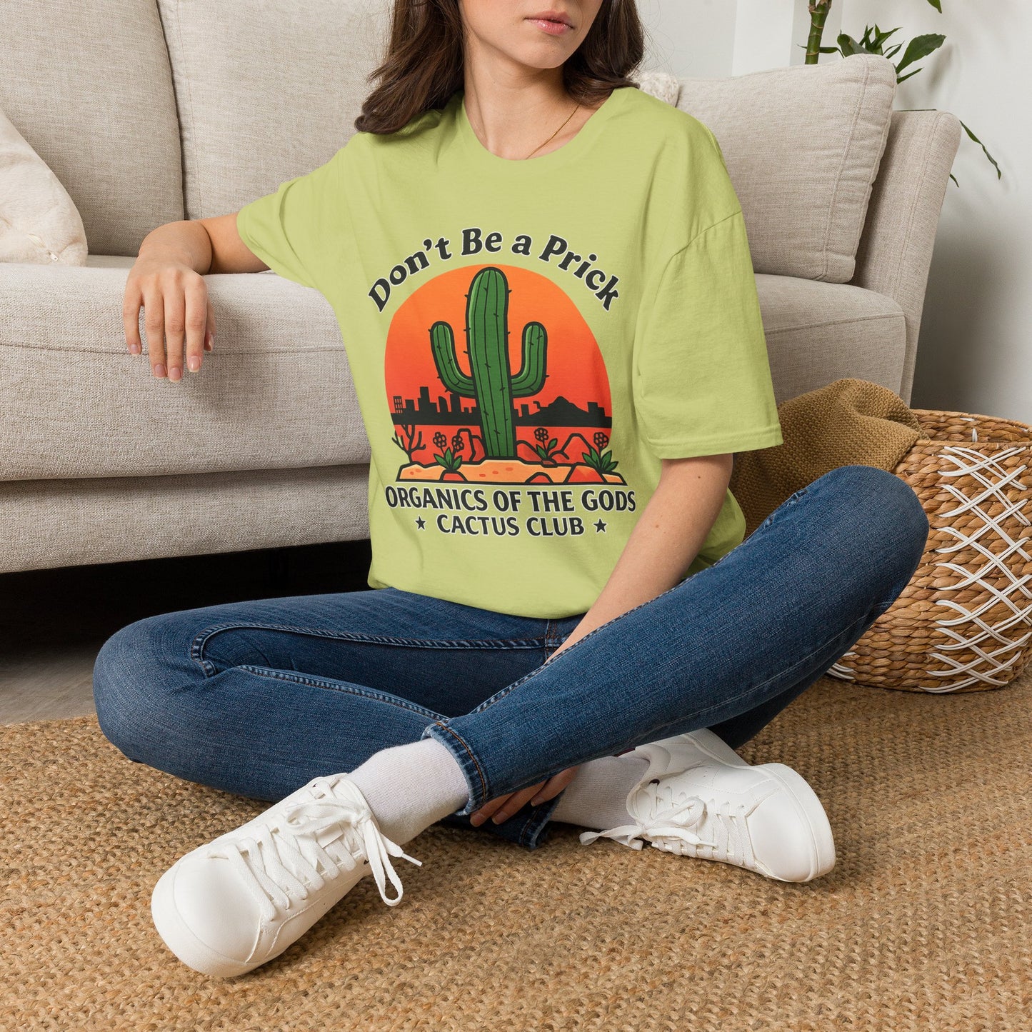 Don't Be a Prick Cactus T-Shirt | Retro Desert Sunset Graphic