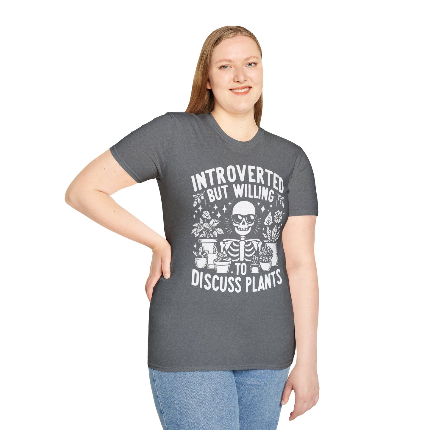 Introverted But Willing to Discuss Plants T-Shirt | Skeleton Plant Lover Tee