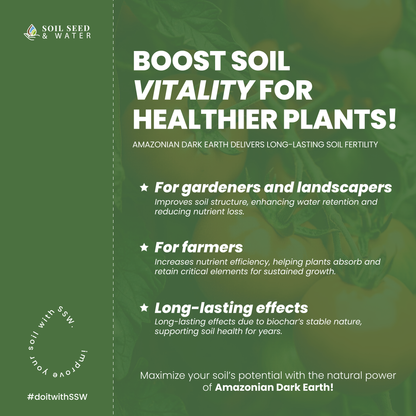Amazonian Dark Earth Biochar & Minerals Organic Soil Amendment Fertilizer