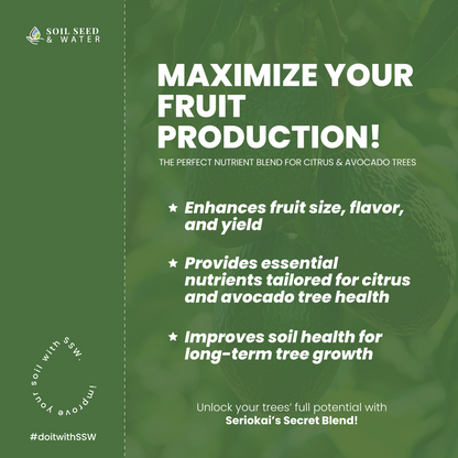 Seriokai's Secret Blend Concentrated Organic Soil Amendment Fertilizer for Avocado and Citrus Trees